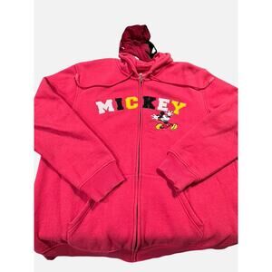 Disney Parks Mickey Mouse Red Full Zip Sweater Size Large Jacket w/ Hood